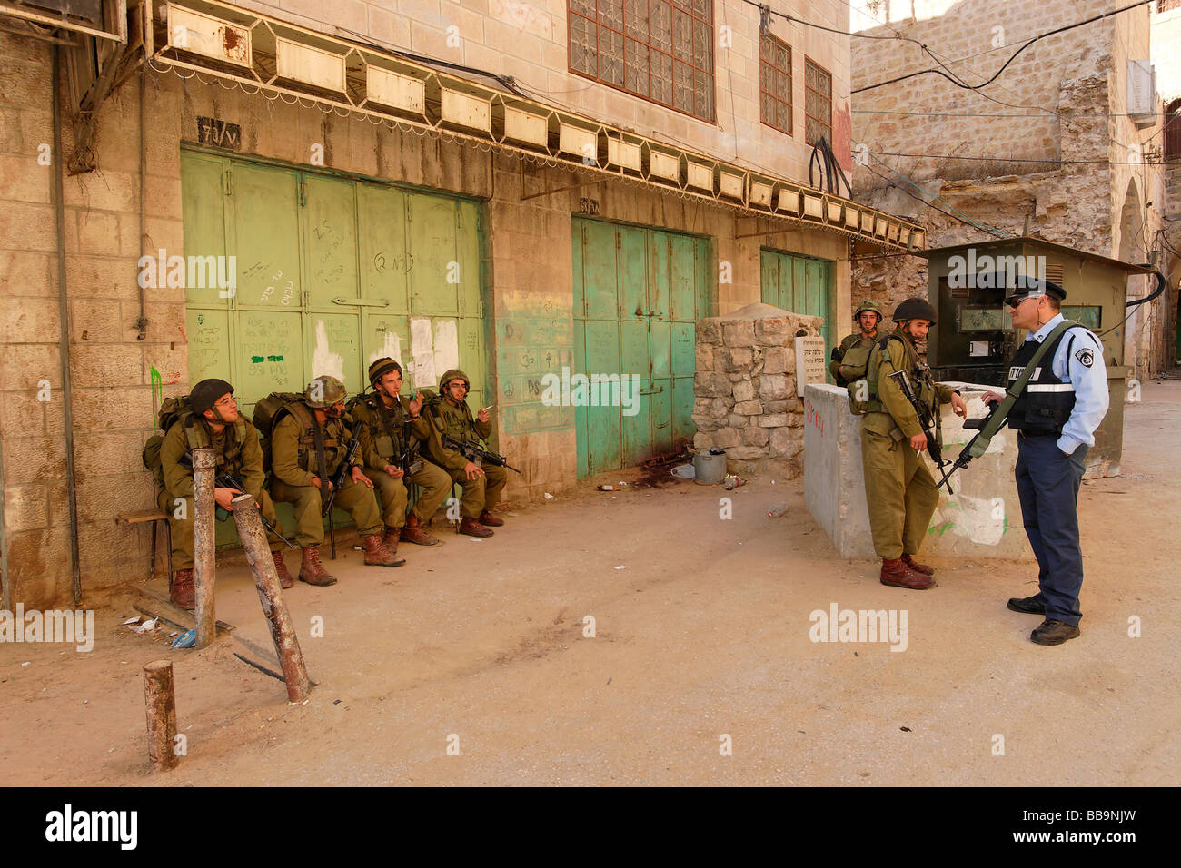 Judea Hebron Mountain Israeli soldiers in Hebron Stock Photo