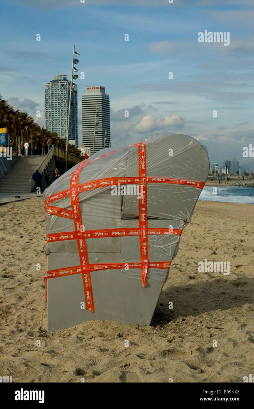 Spain Barcelona Barceloneta Beach Near Arts Hotel And