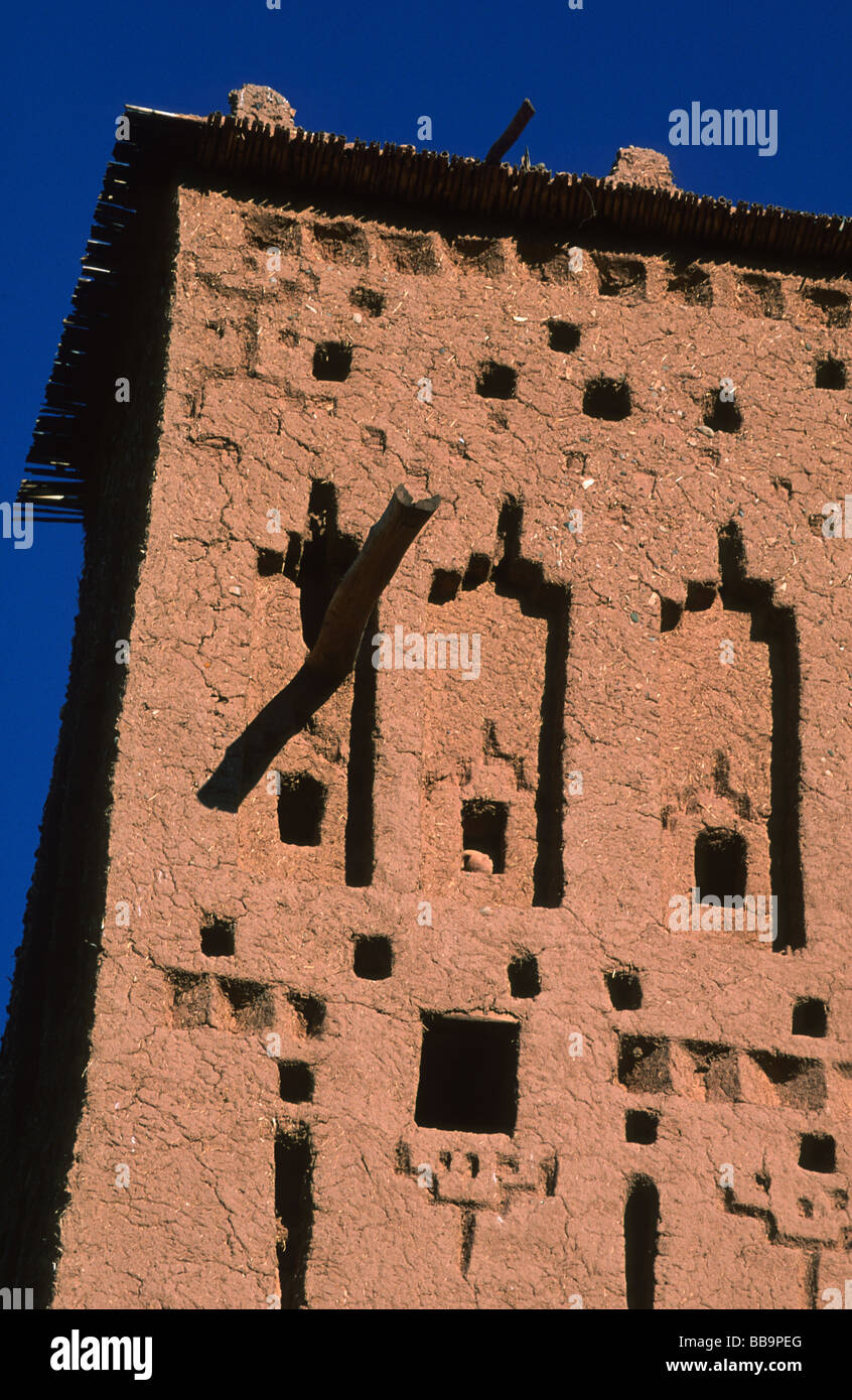 Kasbah Ait Ben Haddou (Unesco world heritage site) detail, Atlas mountains, Morocco Stock Photo