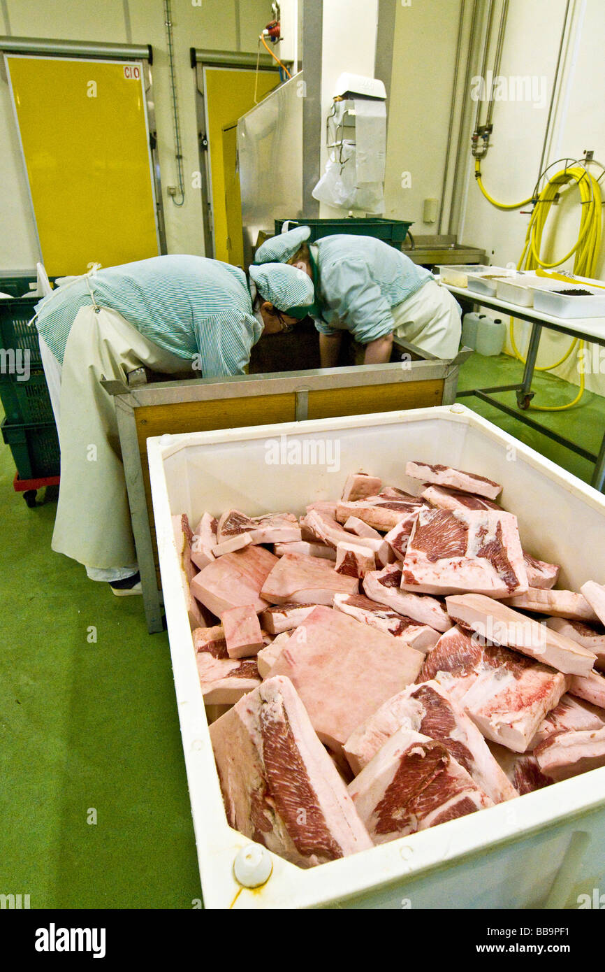 The processing of lard of Arnad Province of Aosta Italy Stock Photo Alamy