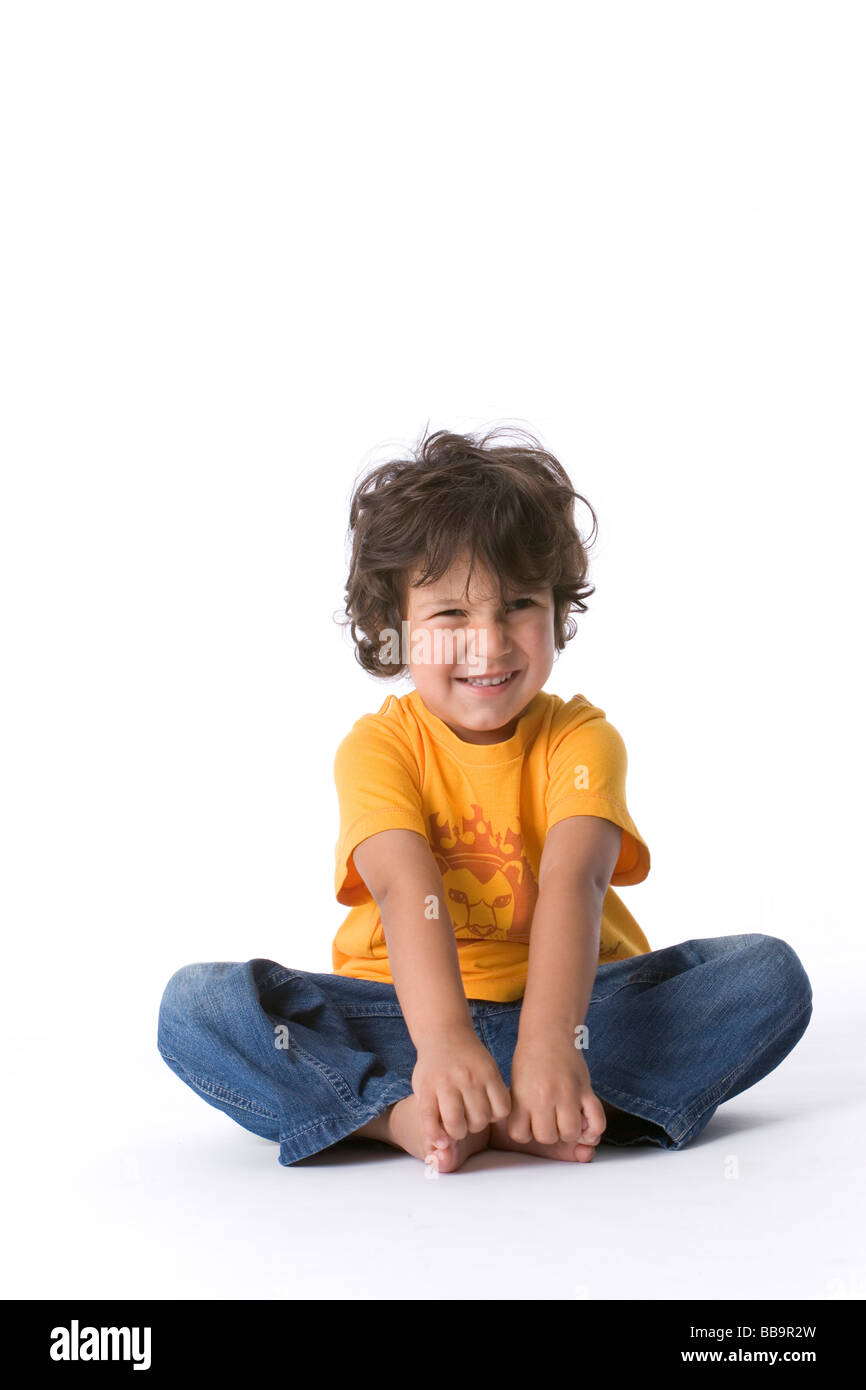 Little boy with a discontent expression Stock Photo