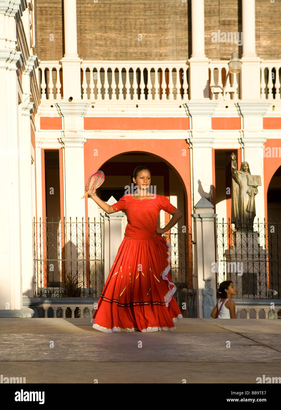 Young Nicaraguan girl performs a traditional dance Granada Nicaragua Stock Photo