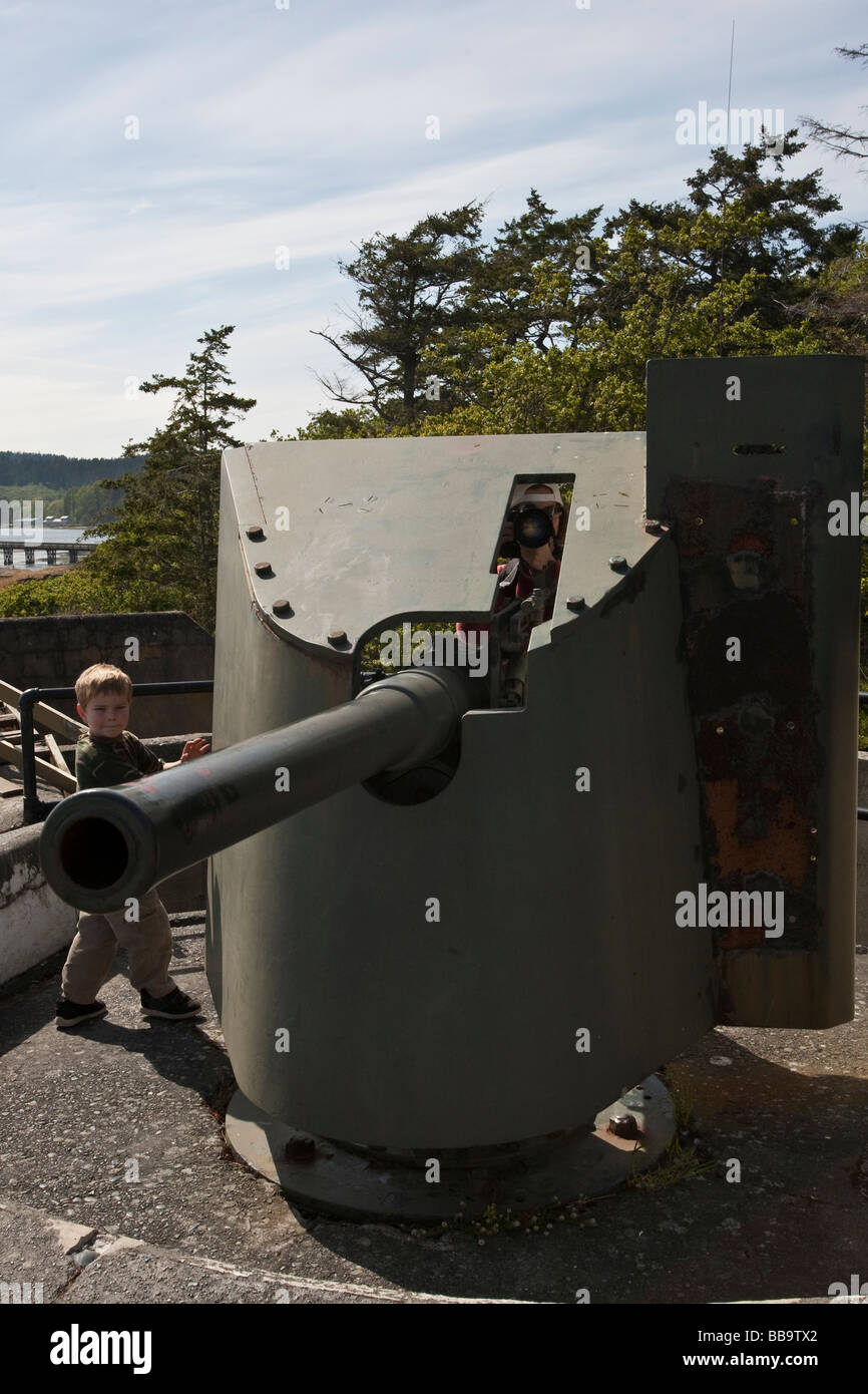 Gun turret at Fort Rodd Hill in Victoria BC Canada Stock Photo