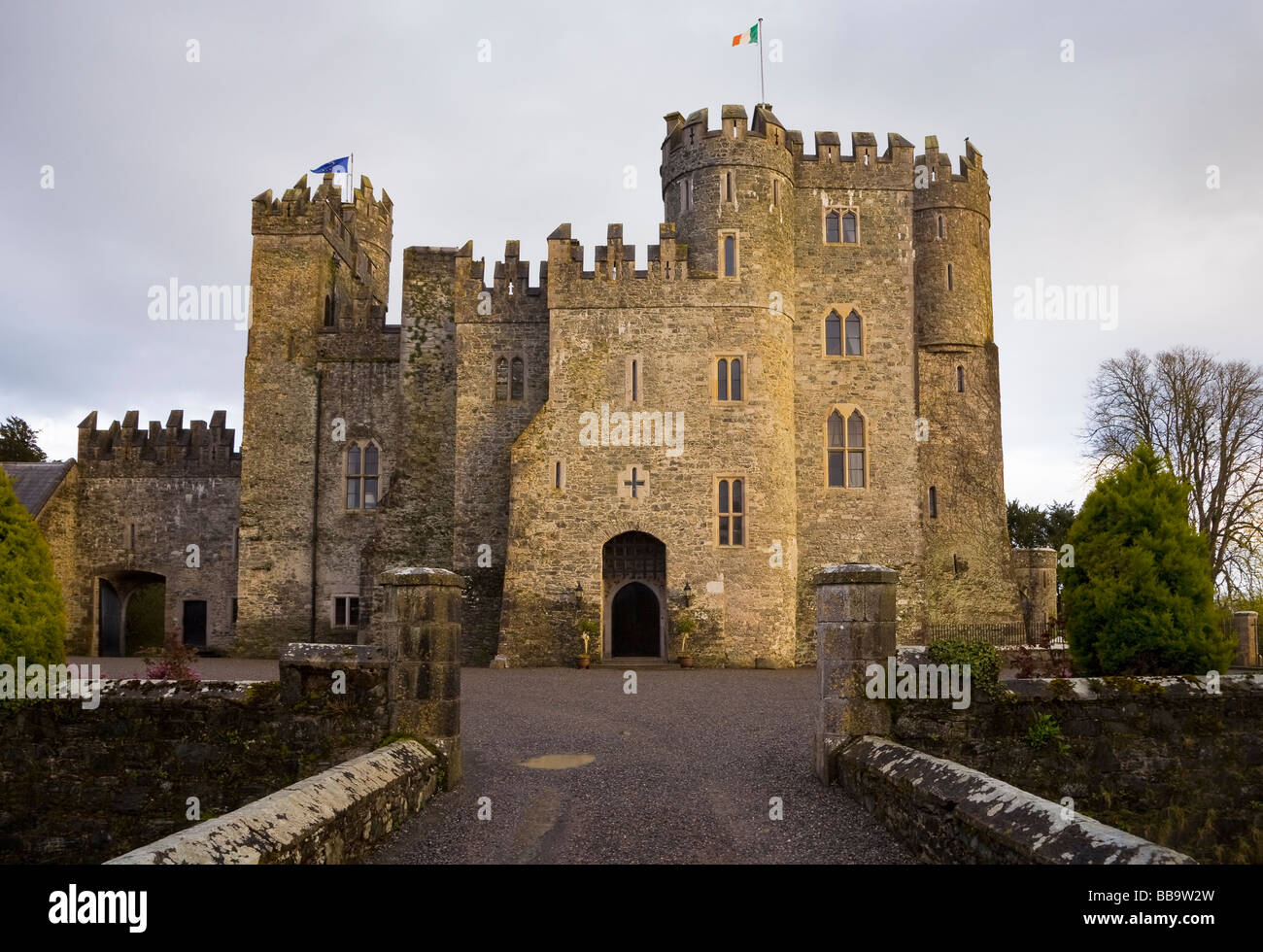 Kilkea Castle Hotel, Built in 1180 by Hugh de Lacey, Kilkea, Near Castledermot, County Kildare, Ireland Stock Photo