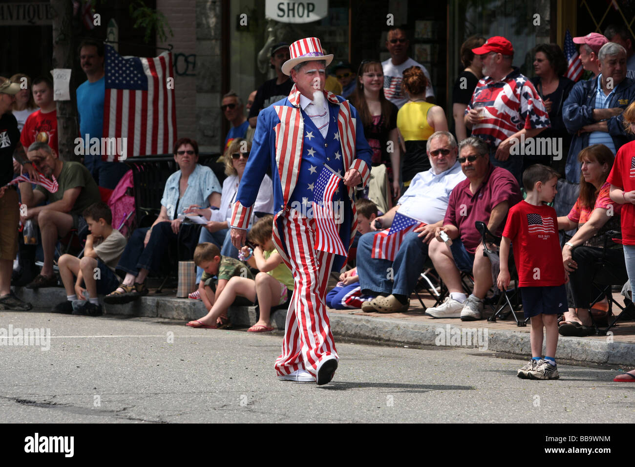 Uncle Sam in Memorial Day Parade in Seymour CT USA Stock Photo
