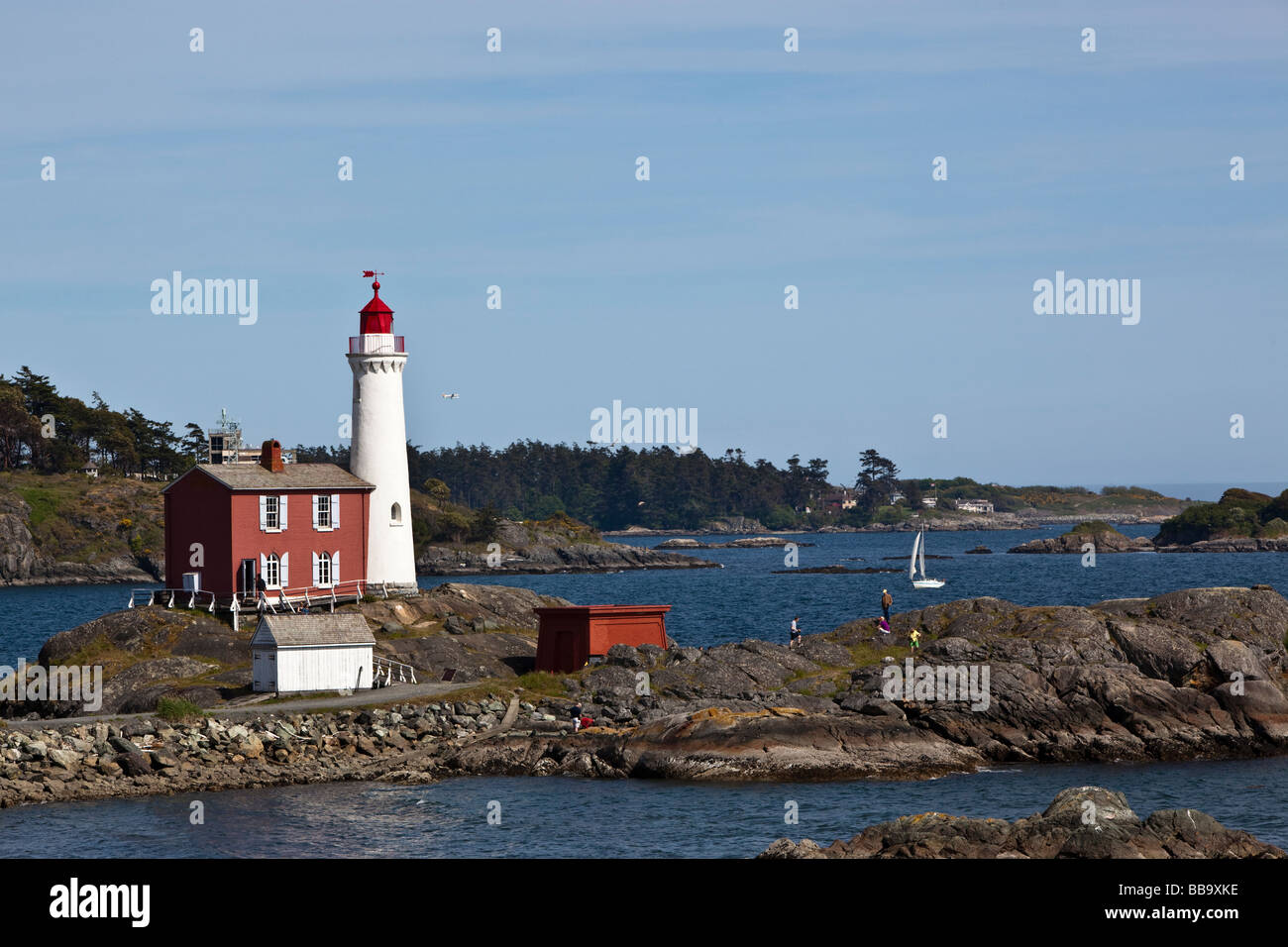 Fisgard lighthouse at Fort Rodd Hill in Victoria BC Canada  Stock Photo