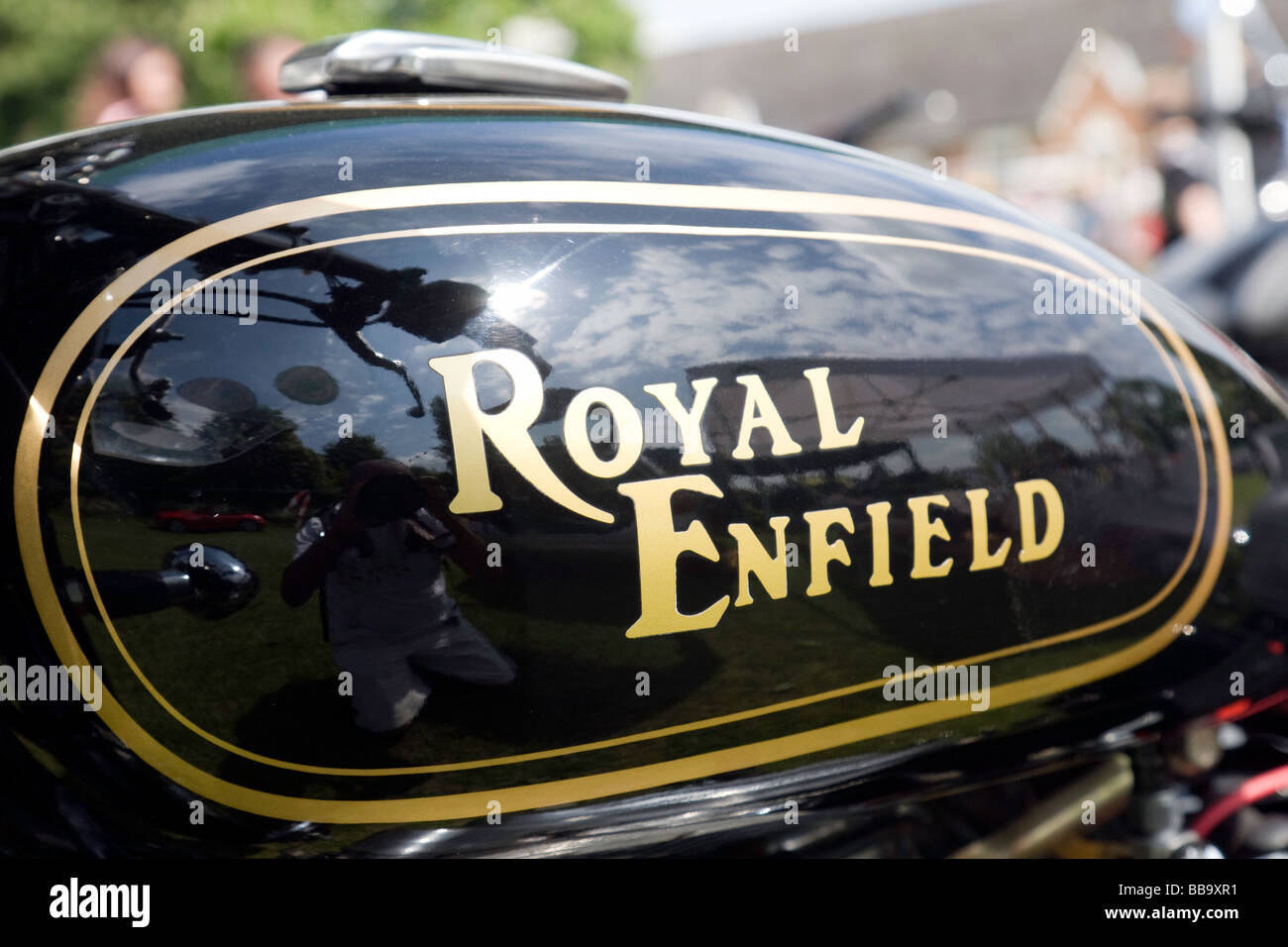 Fuel tank, Royal Enfield motorcycle Stock Photo
