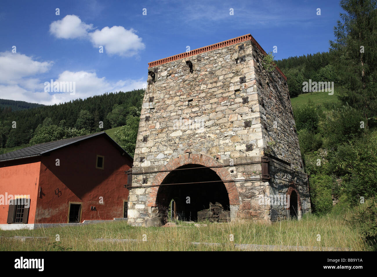Ruins of an old iron smelter, Vordernberg, Styria, Austria Stock Photo