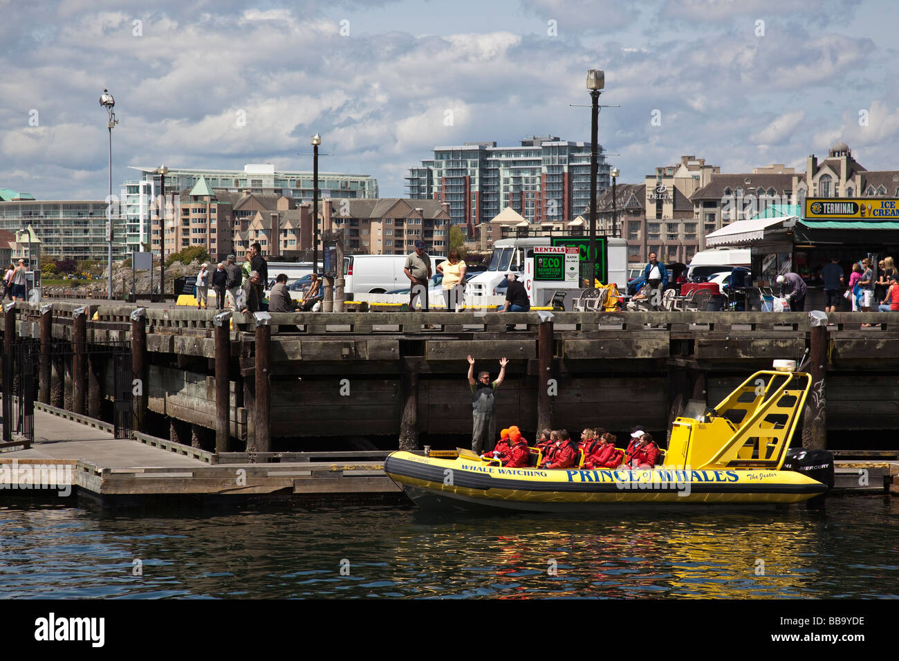 Whale watching boat in the Inner Harbour Victoria BC Canada Stock Photo