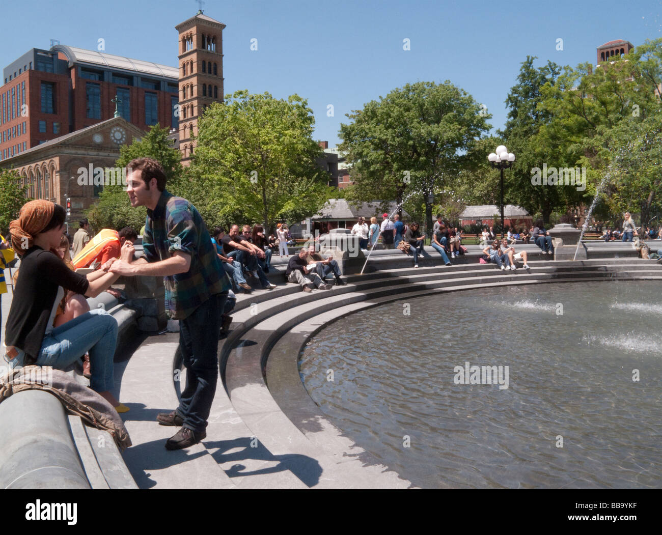 19 May 2009 After 17 months of construction Washington Square Park quietly reopened to the public Stock Photo