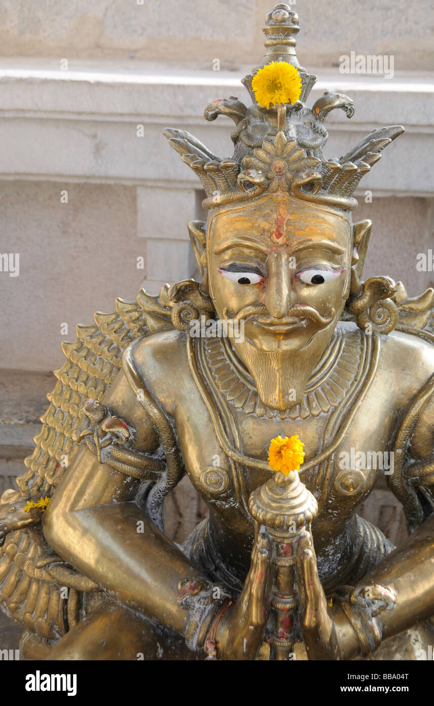 A person sized statue of the Hundu god Garuda. Stock Photo