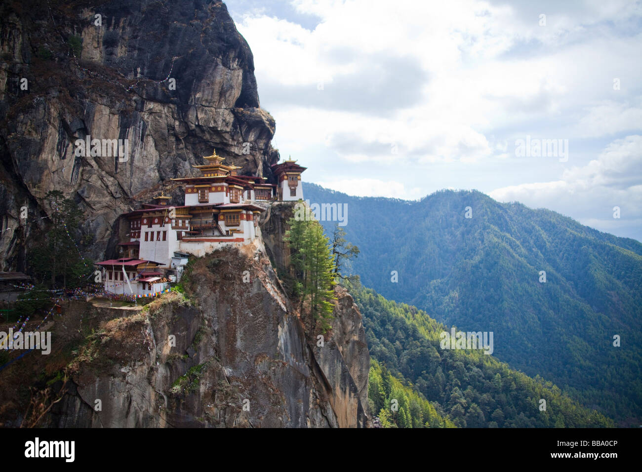 The Taktshang Monastery  or 'Tiger's Nest' near Paro, Bhutan Asia.92505 Bhutan-Drugyel-Dzong-Paro Stock Photo