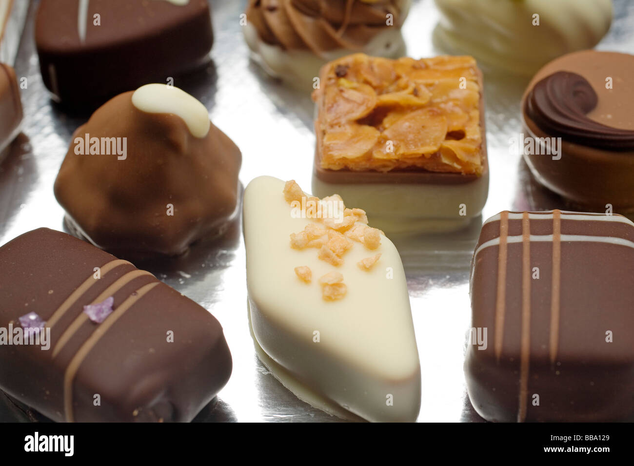 Bombones de Chocolate Chocolates Stock Photo