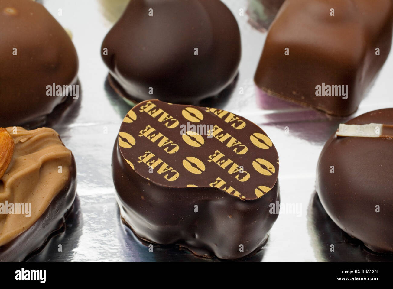 Bombones de Chocolate Chocolates Stock Photo