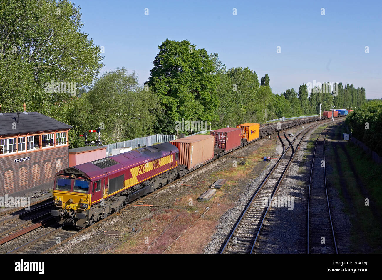 DBS Class 66 at Banbury on intermodal train. Stock Photo