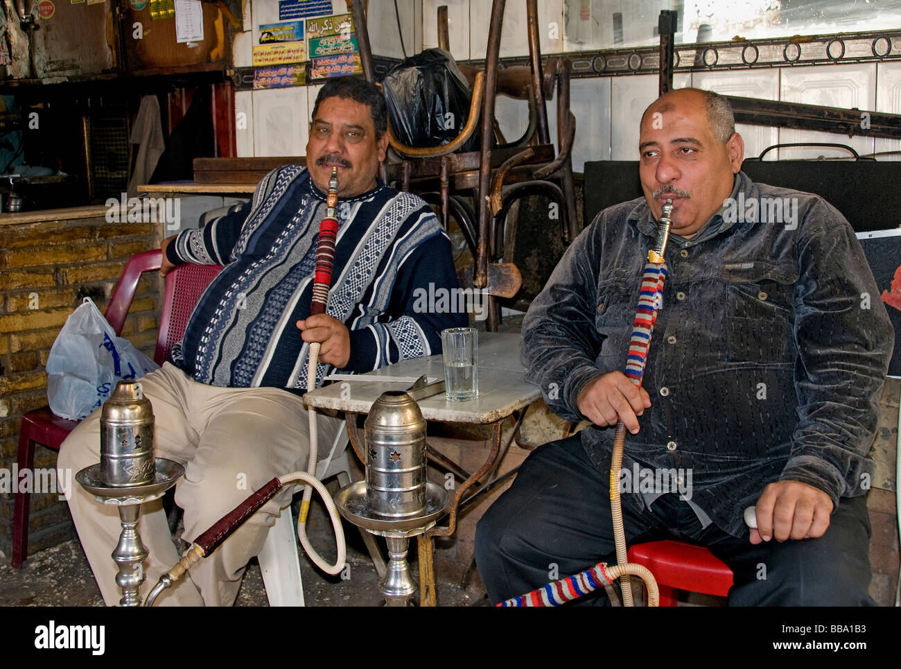 Central Cairo Egypt Midan Tahrir water pipe market Stock Photo