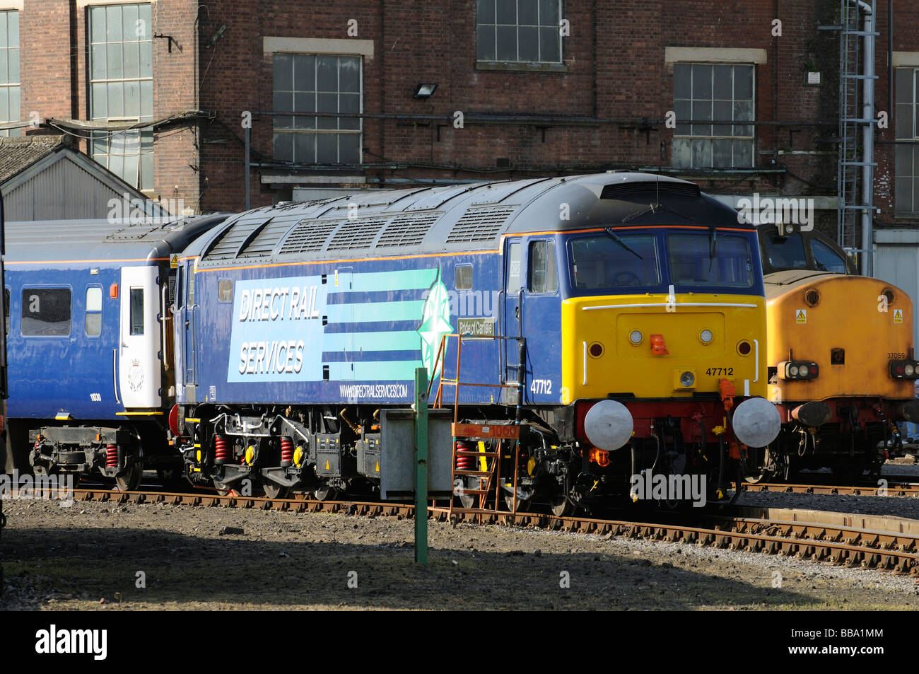 Direct Rail Services locomotive Pride of Carlisle a class 47 loco seen at Eastleigh Hampshire England Stock Photo