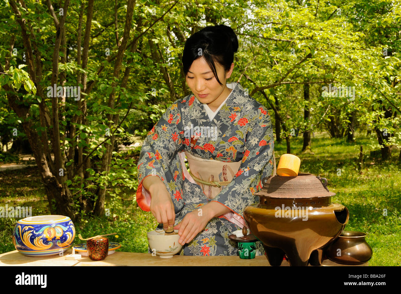Outdoor tea ceremony in Kyoto, Japan, Asia Stock Photo Alamy