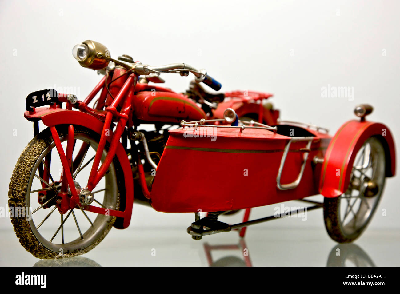 Toy motor cycle and sidecar Stock Photo