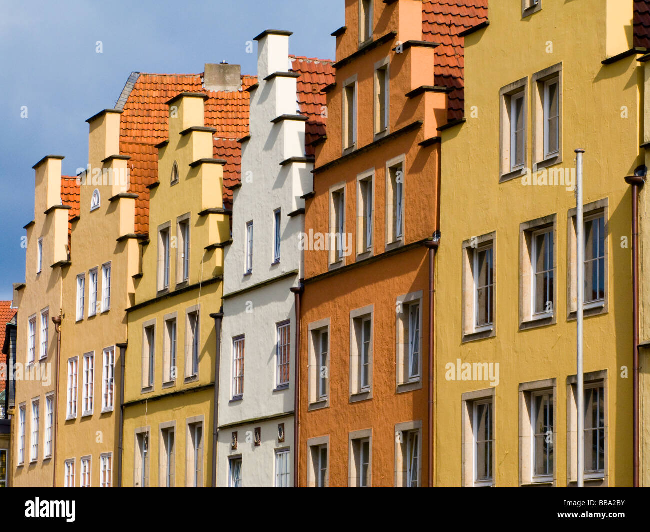 Crow stepped gable on house Stock Photo