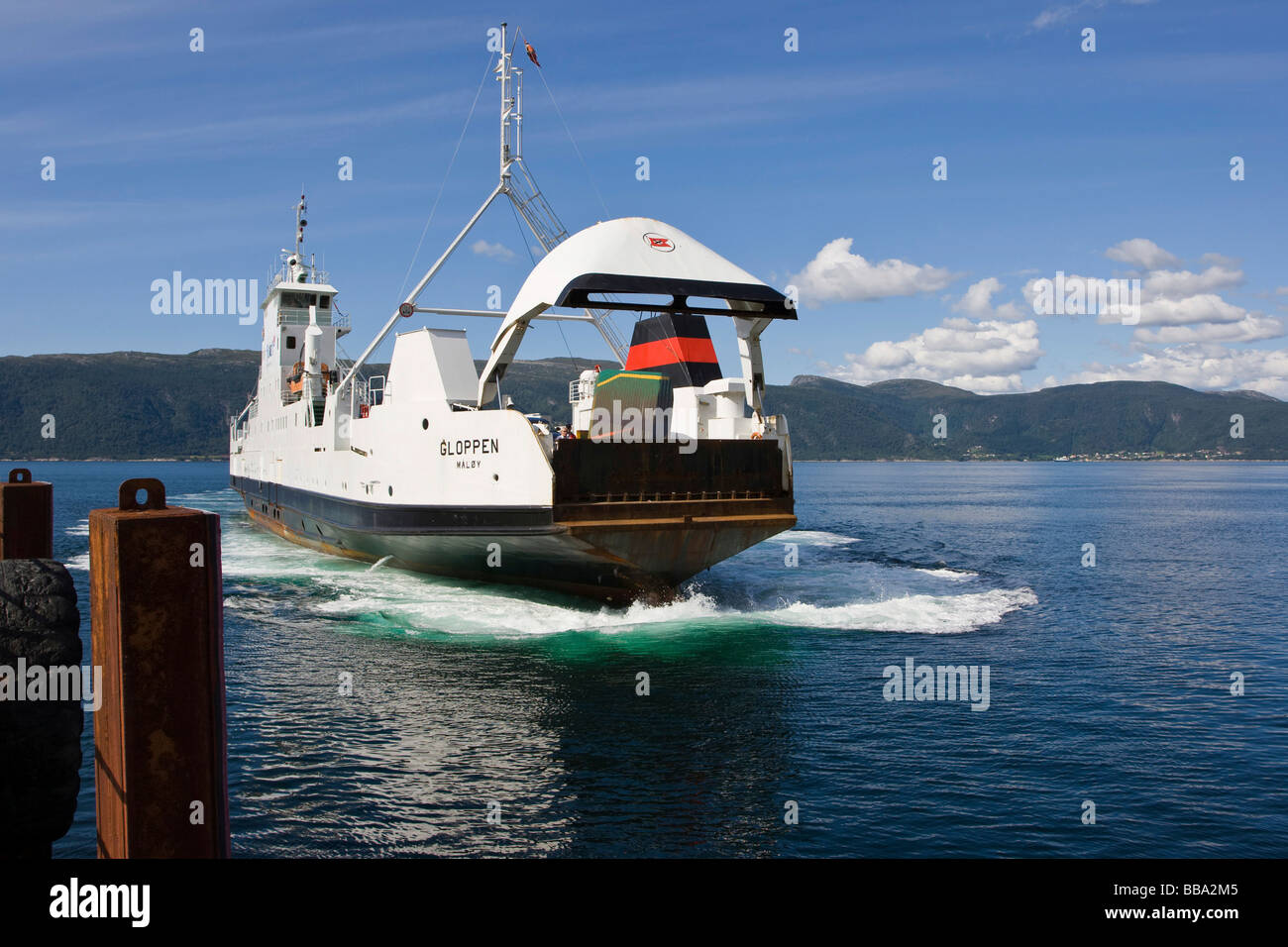 Car ferry across Sogne Fjord, Norway, Scandinavia, Europe Stock Photo