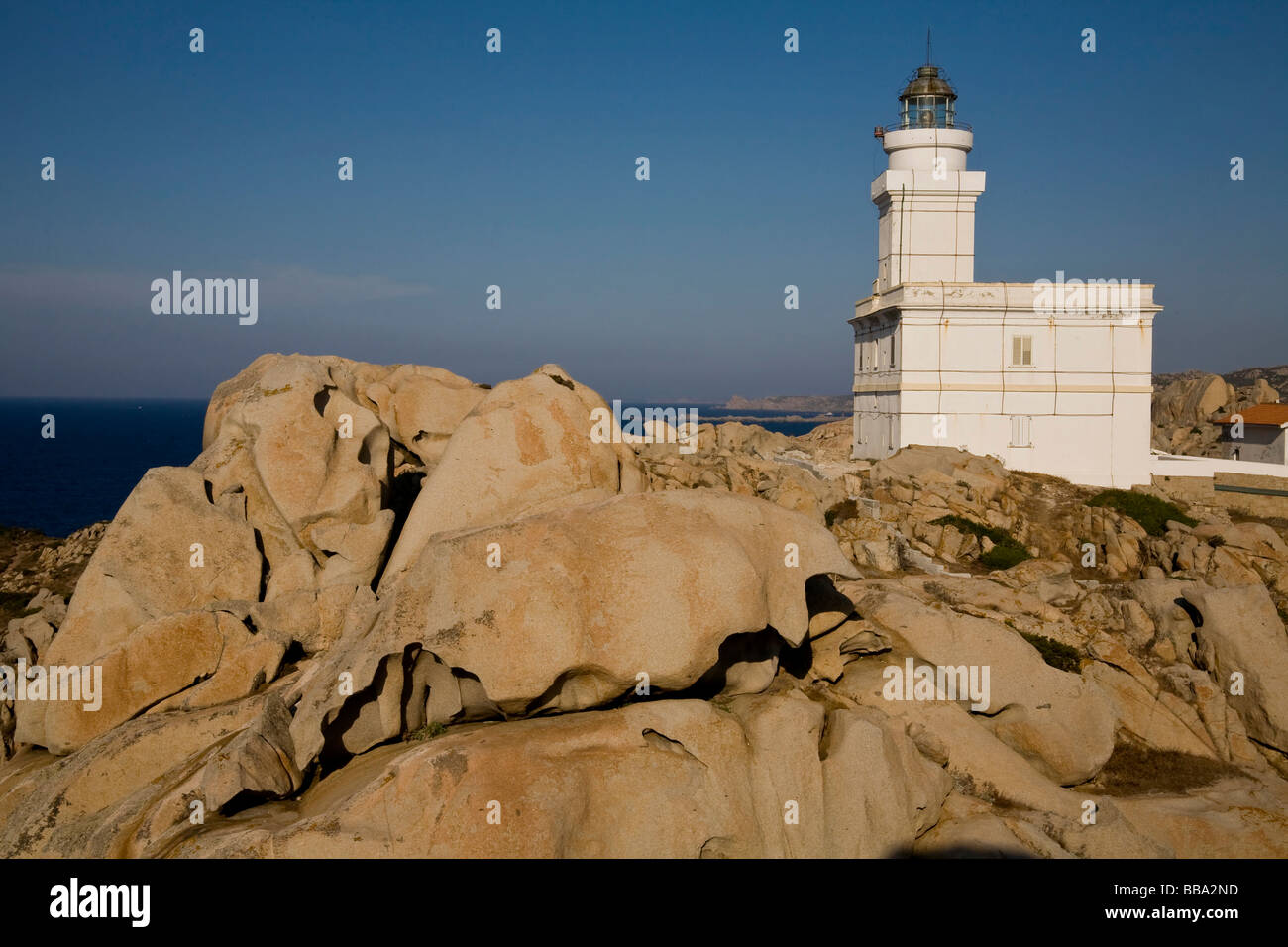 Lighthouse at Capo Testa, Santa Teresa di Gallura, region of Gallura, Sardinia, Italy Stock Photo