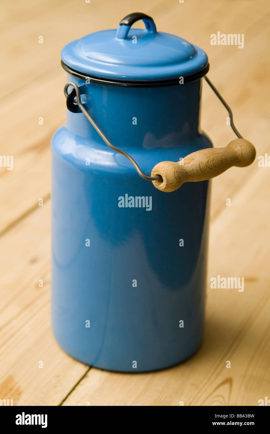 Old-fashioned milk can Stock Photo