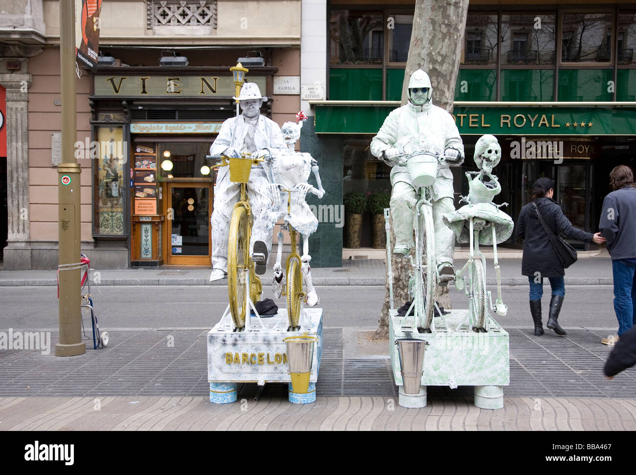 Barcelona Street Performers Stock Photo