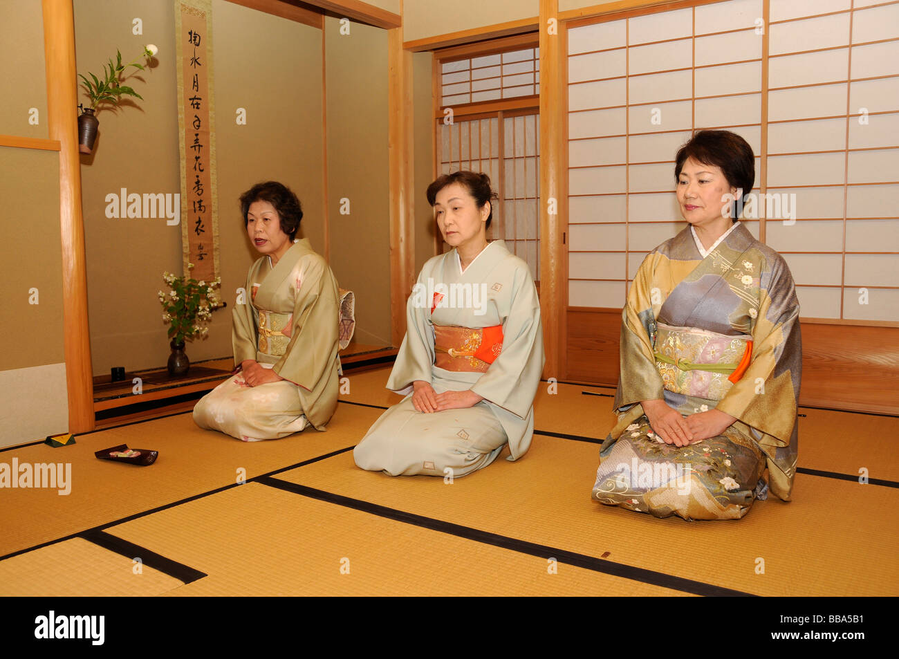 Tea ceremony in a private teahouse in Iwakura in Kyoto, Japan Stock ...