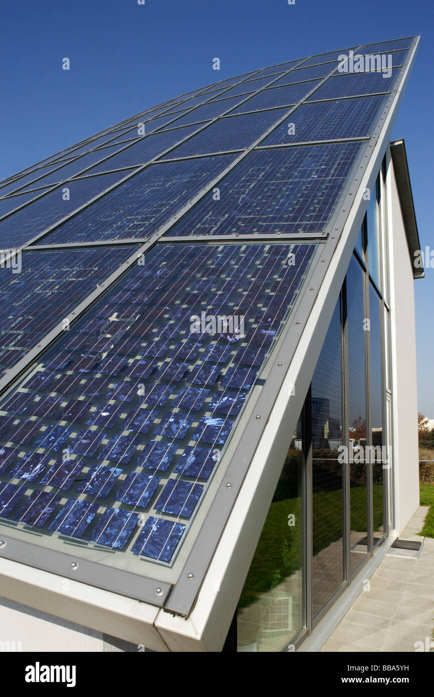 Photovoltaic panels, solar cells, energy, roof, office building