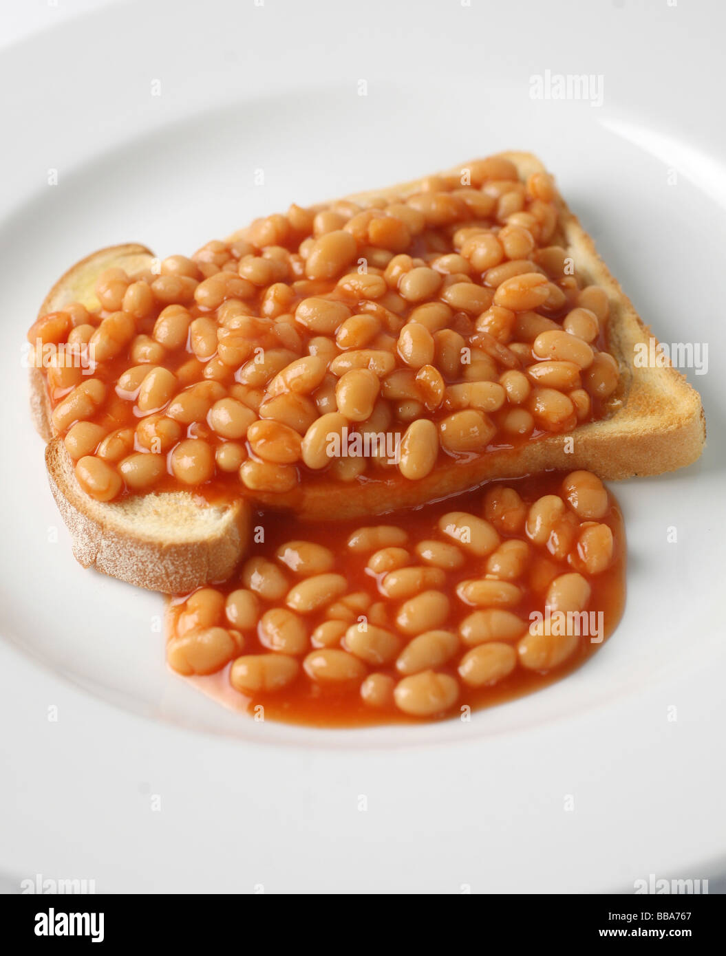 Pictured baked beans on toast Stock Photo