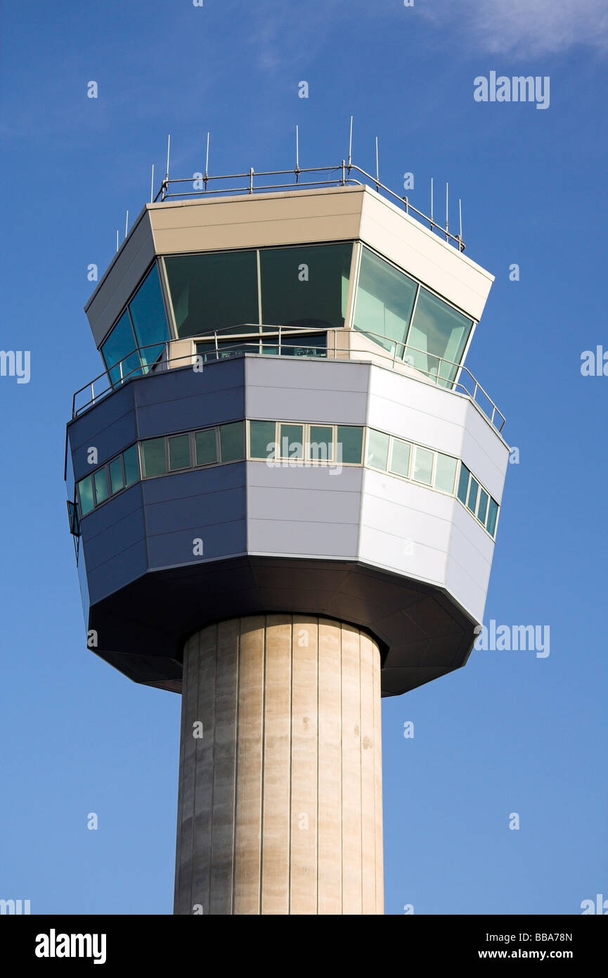 Control tower, John Lennon Airport, former Speke Airport, Liverpool, Merseyside, UK Stock Photo