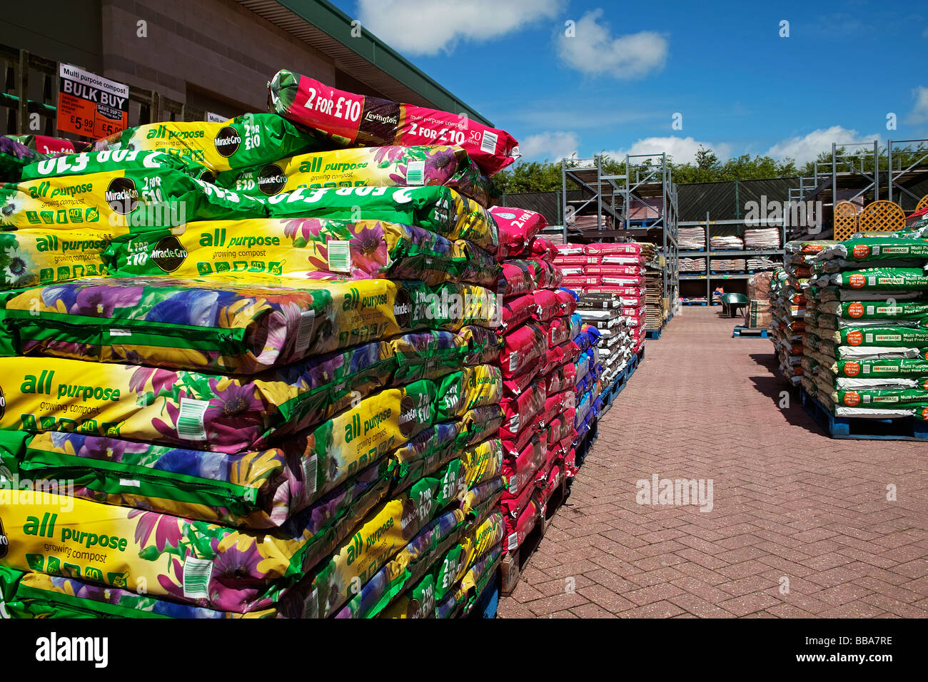 grow bags and compost for sale at a garden centre in cornwall,uk Stock