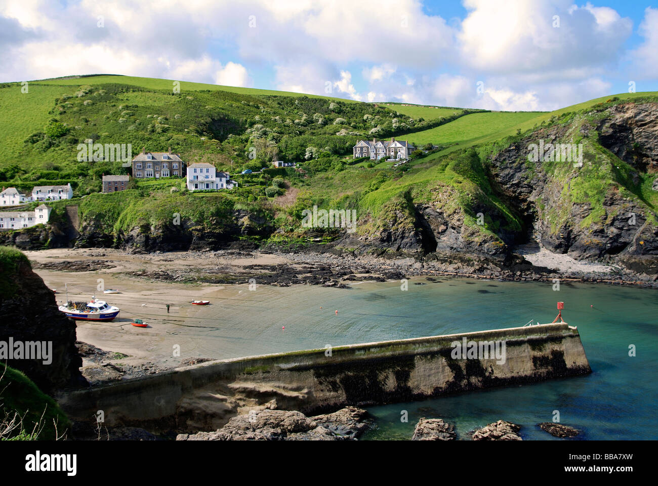 the harbour entrance at port isaac in north cornwall,uk Stock Photo