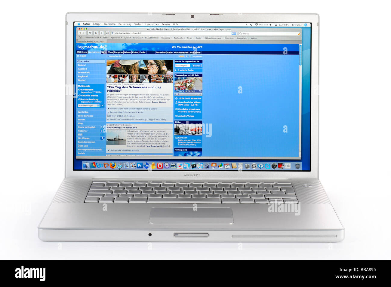 TAGESSCHAU, German news portal on Apple MacBook Pro Stock Photo