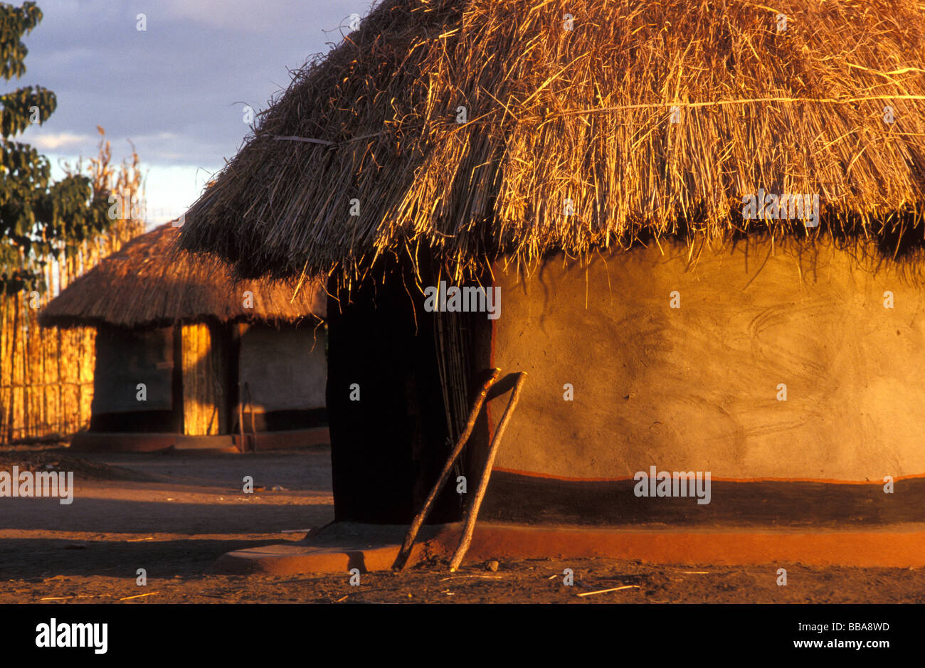 Kunda village scene sth luangwa game management area zambia Stock Photo