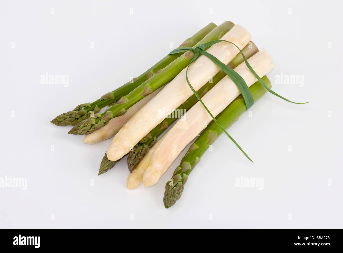 Bunch of green and white asparagus Stock Photo