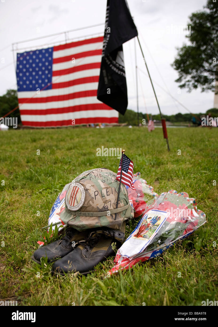 Makeshift memorial for fallen veterans of war - Washington, DC USA Stock Photo