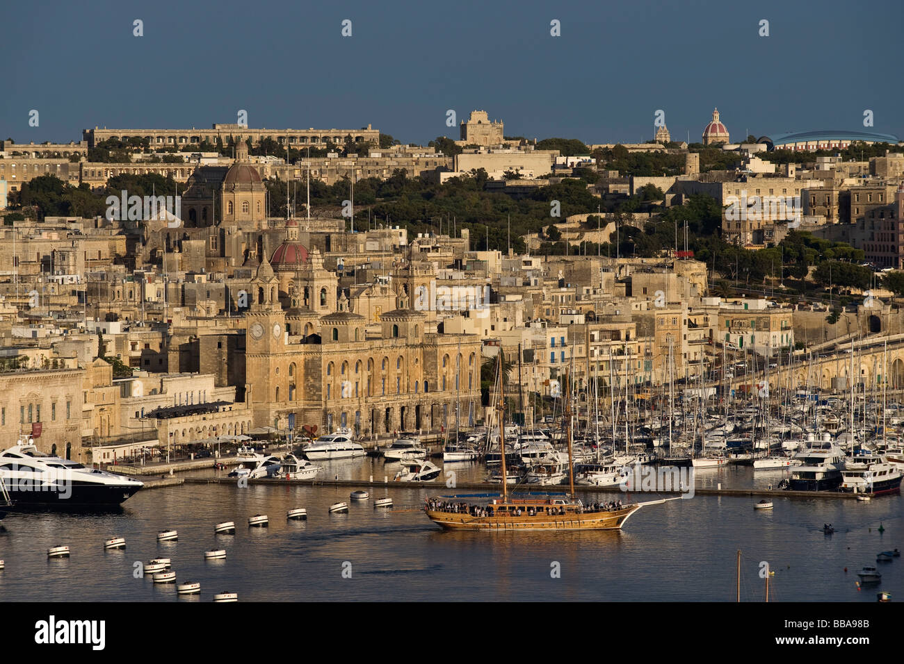 The three cities of La Valetta with Grand Harbour, Malta Stock Photo