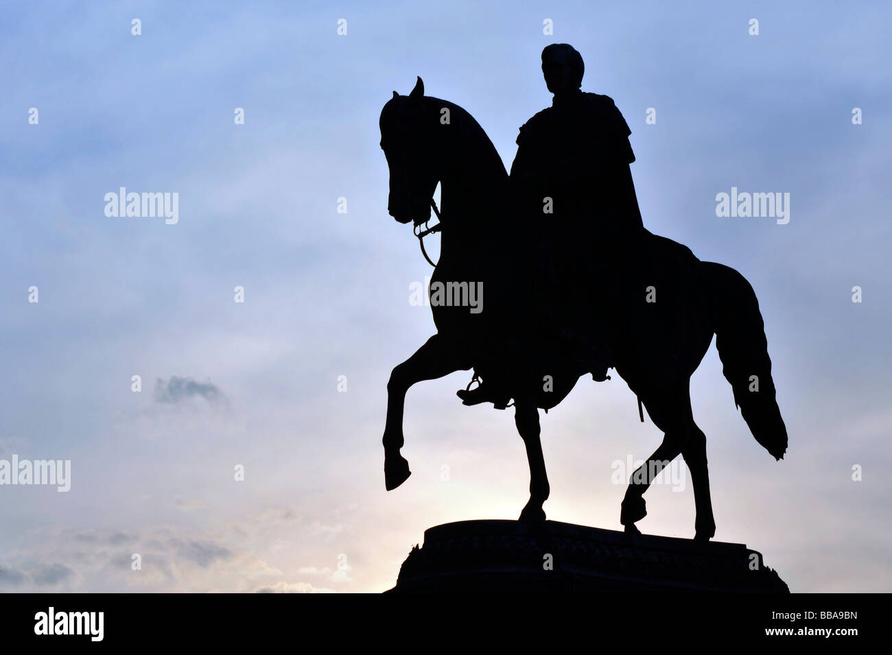 Koenig Johann memorial, equestrian statue, Theaterplatz square, Dresden, Free State of Saxony, Germany, Europe Stock Photo