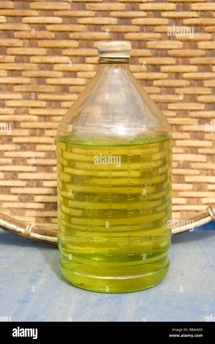 Alcohol, Green Lao Lao, Lao rice liquor in a glass bottle, Phongsali
