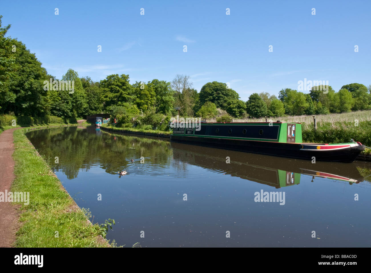 'narrow boats' moored on the canal Stock Photo