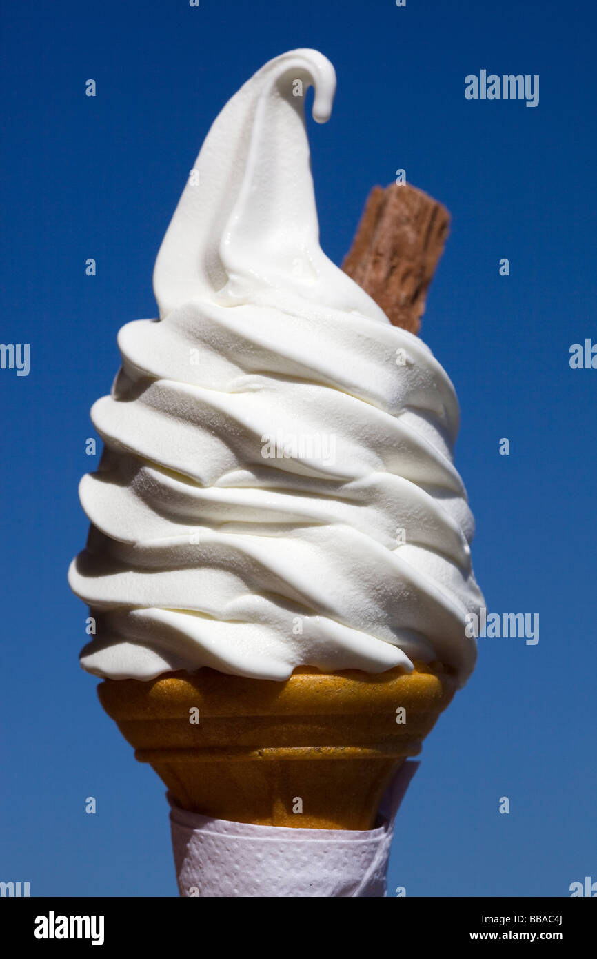 Ice Cream cone with chocolate flake or 99 Stock Photo