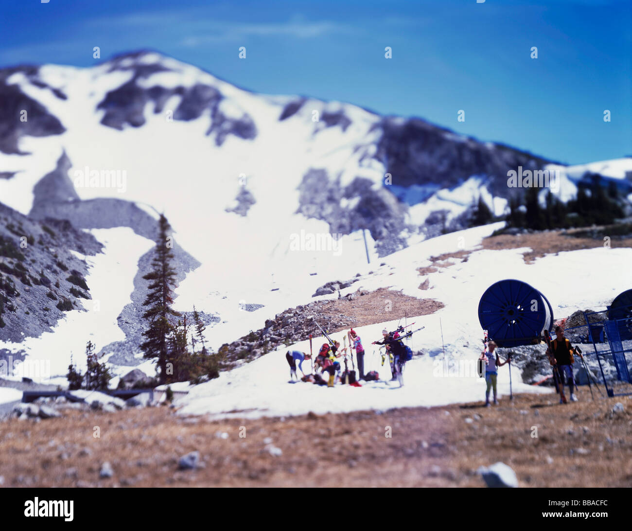 A ski resort, Whistler, British Columbia, Canada, tilt-shift photography Stock Photo
