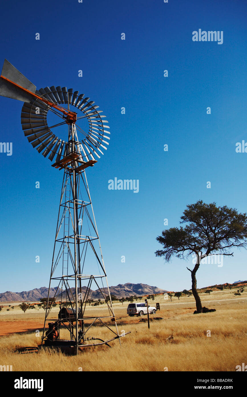 A windmill, NamibRand Nature Reserve, Namibia Stock Photo