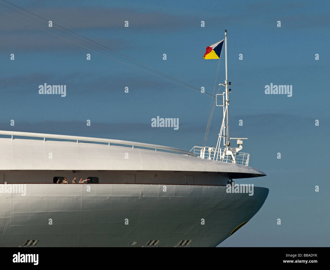 Bow of P&O's cruise ship Ventura leaving Southampton UK Stock Photo