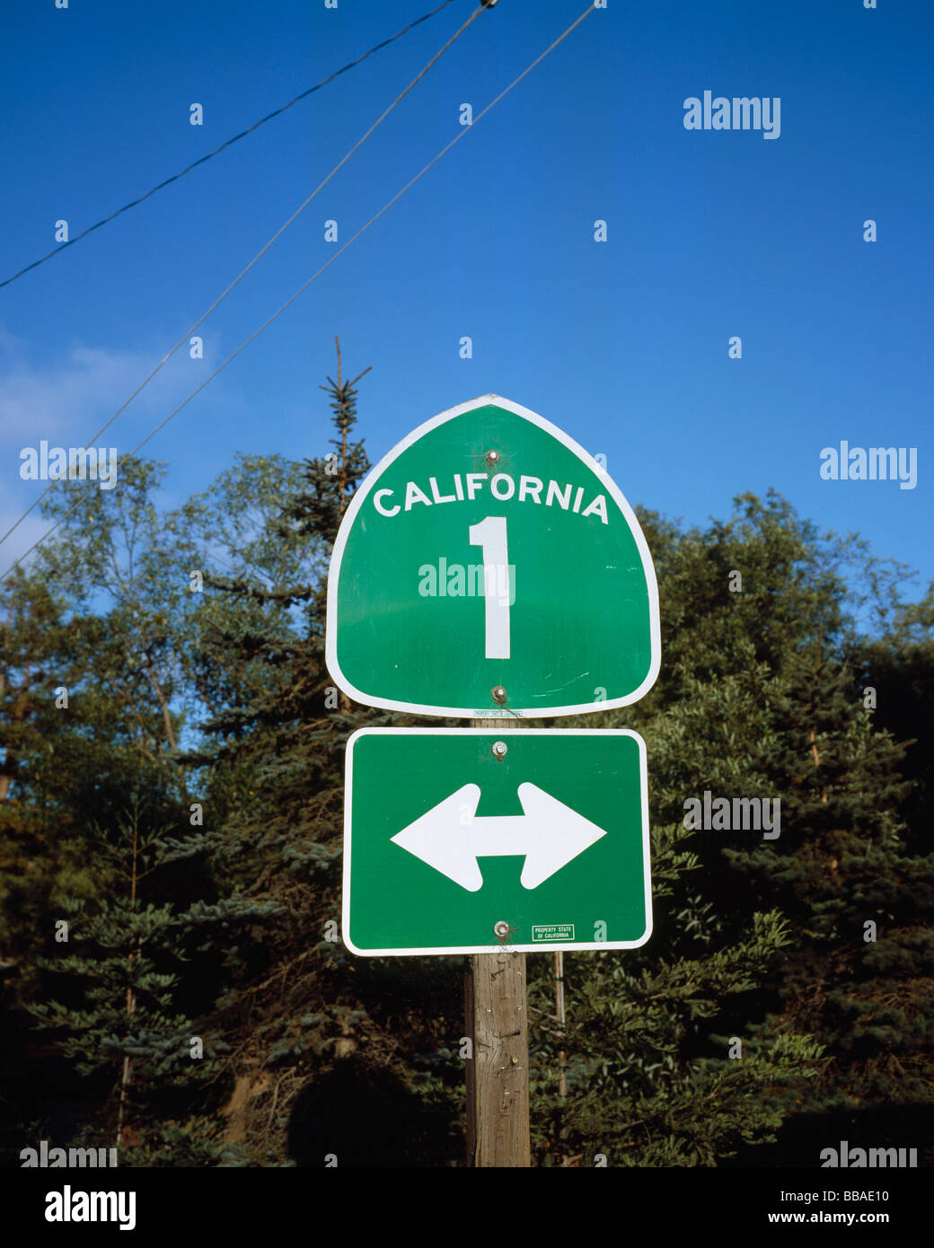 Road sign for Highway Number One, California, USA Stock Photo
