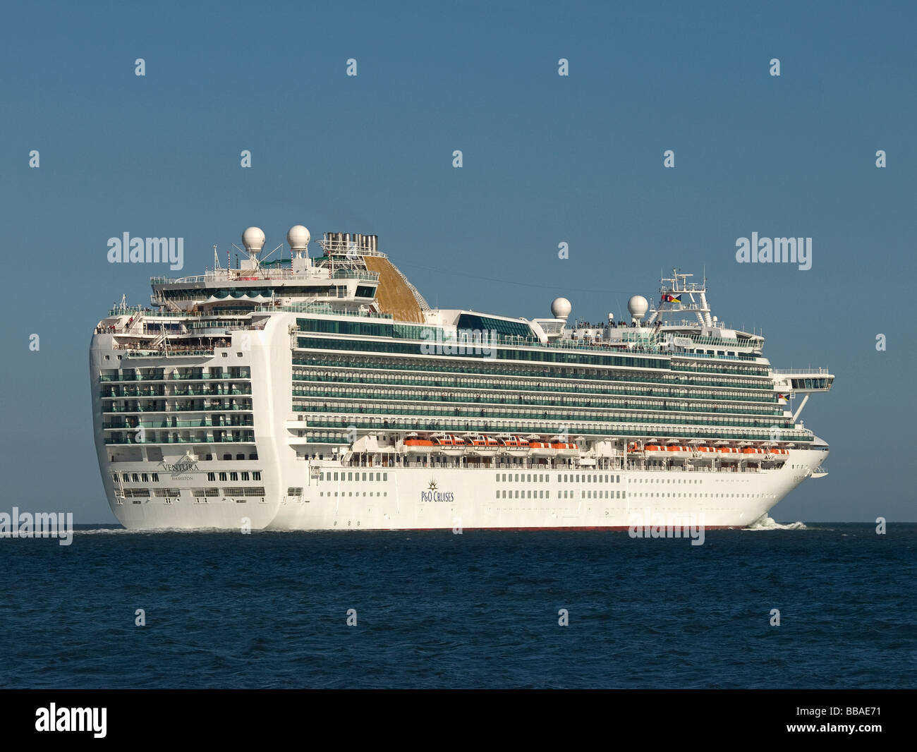 P&O's cruise ship Ventura leaving Southampton UK Stock Photo