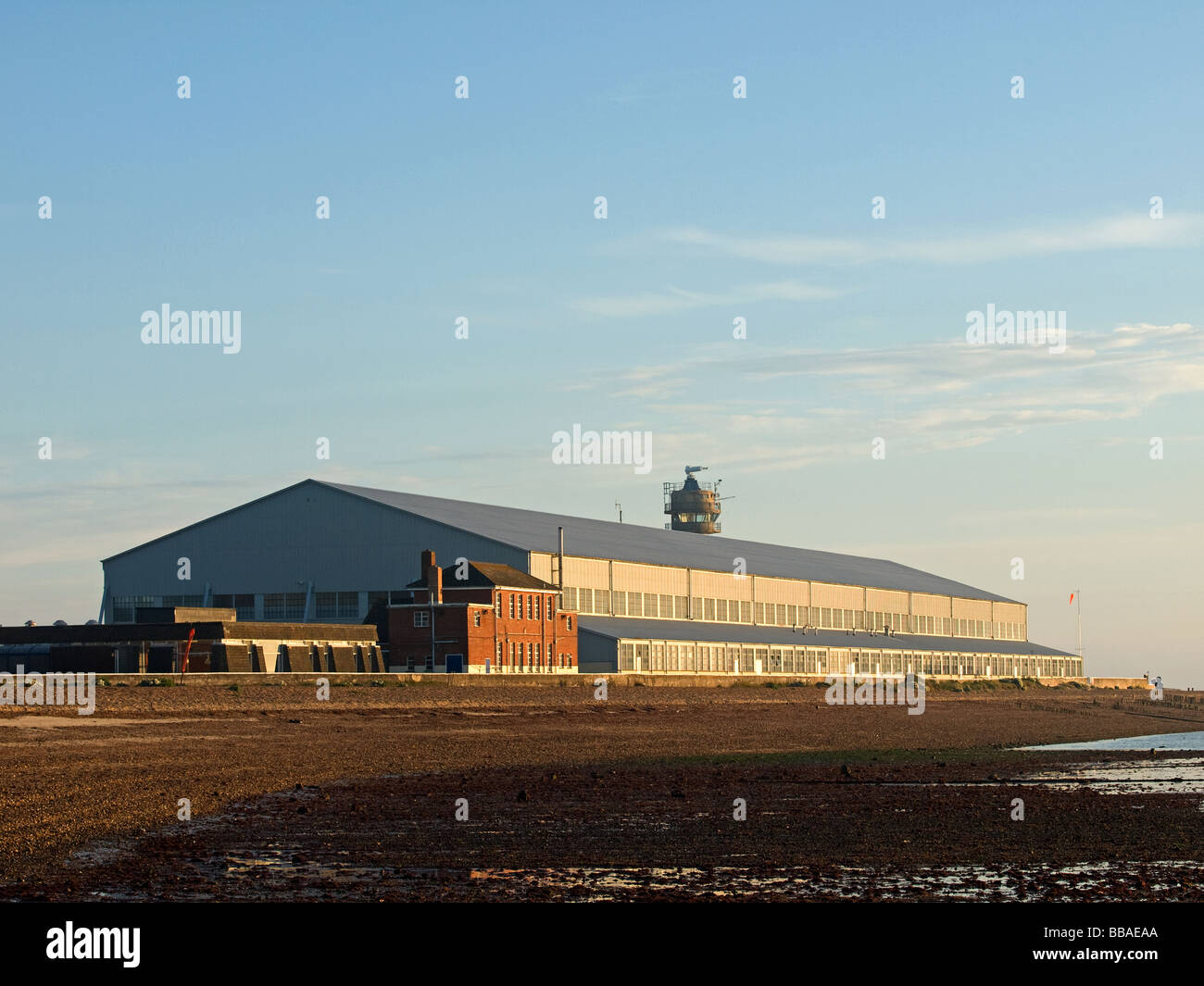 Calshot Activity Centre Sunderland Hanger at dawn, Southampton