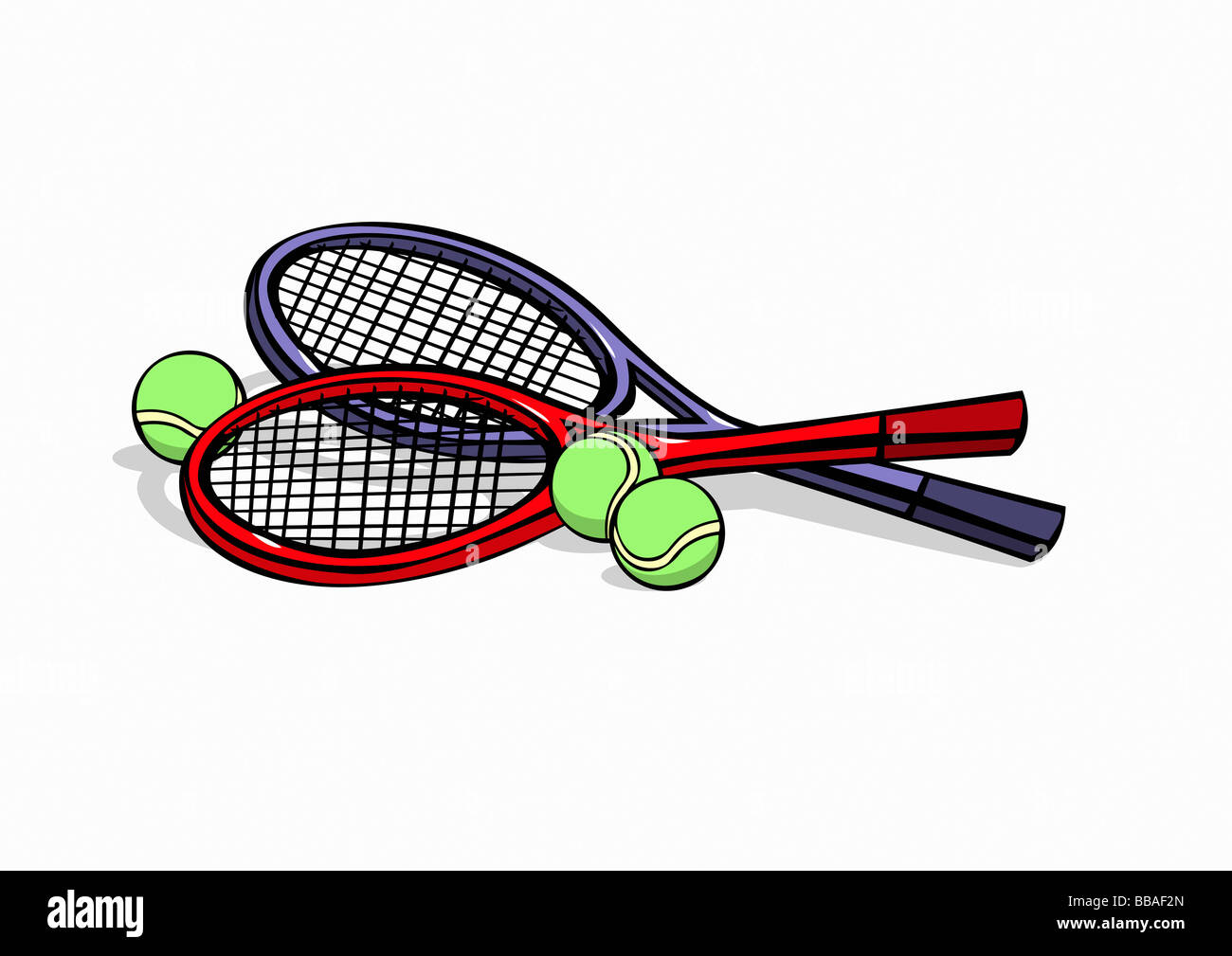 Tennis rackets and tennis balls Stock Photo